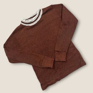 Vintage 1970s Campus Never Iron Boys Knit Sweater Brown Size 8